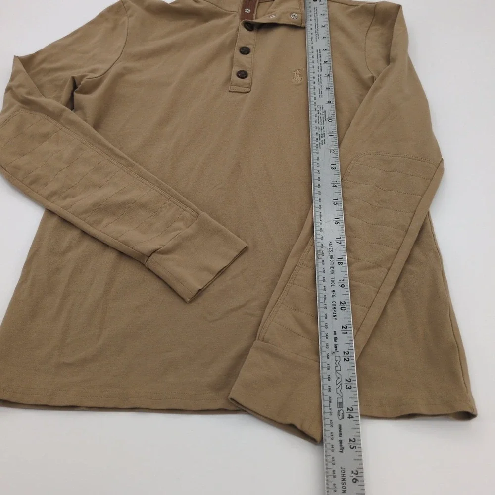 Polo Golf Ralph Lauren 1/4 Snap Zip Pullover Elbow Patches Brown Mens Small‎ EUC